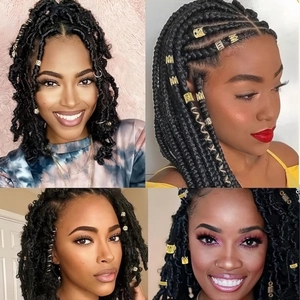 256PCS Dreadlock hair jewelry set with gold and silver metal rings for braids and locs