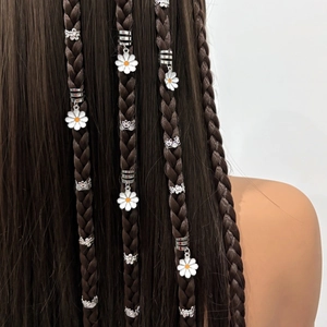 Bagues de Tresse Marguerite en Alliage de Fer Pinces à Cheveux Émail de Goutte Accessoires de Coiffure Bohème pour Femmes