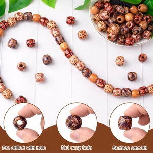 50 cuentas de madera vintage DIY con agujeros pre-perforados para accesorios de pelo