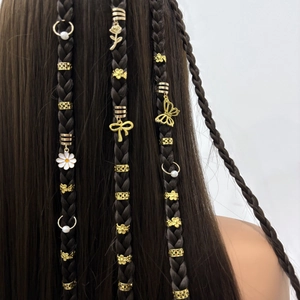 Bohemian Zopf Haarreifen Schmetterling Blatt Blume Anhänger Gold Legierung Künstliche Perle Dreadlock Zubehör Damen Schmuck