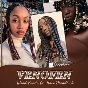 Lot de 60 perles en bois assorties pour dreadlocks, finitions marron et bois naturel