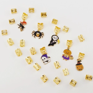 Set de 26 bijoux de cheveux Halloween avec breloques émaillées citrouille et fantôme