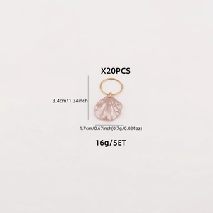 Set of 20 pink shell charms for DIY braids and jewelry making with size dimensions