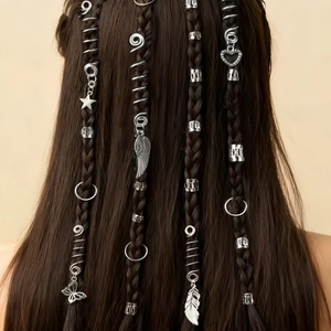 Butterfly Leaf Dreadlock Jewelry Hair Rings Pendant Star Wing Heart Feather Braid Charms Silver Metal Dreadlock Accessories