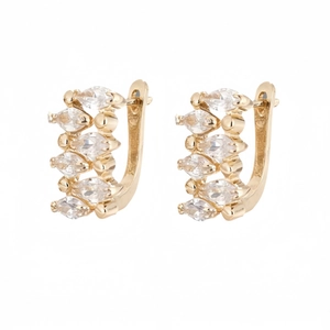 Modern rose gold drop earrings featuring sparkling marquise-cut cubic zirconia stones