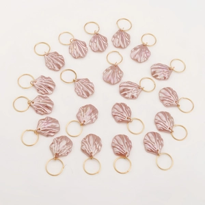 20pcs set of pink shell hair ring charms with golden loops for DIY hair accessories