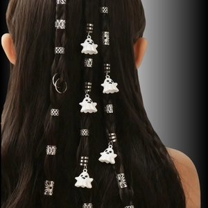 Set Gioielli Anelli per Capelli Halloween 44 Pezzi Ciondoli Fantasma Cappello Strega Accessori Dreadlock DIY Decorazione Festa