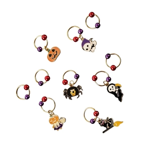 10er-Pack Halloween Dreadlock-Anhänger mit Kürbis- Geist- und Totenkopfmotiven