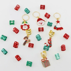 26pcs Christmas dreadlock beads set with Santa and Xmas tree alloy charms for hair