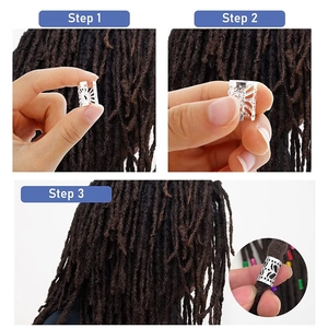 100pcs silver metal hair cuffs for dreadlocks with leaf shell hollow design steps