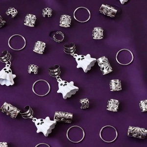 Set da 44 pezzi di accessori per capelli Halloween con anelli in lega e ciondoli a fantasma