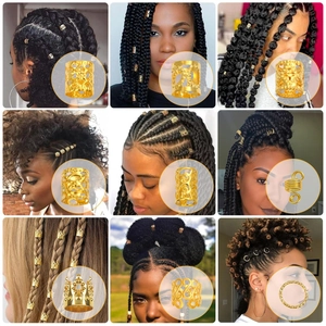 Détail de 220 bijoux de cheveux dorés pour dreadlocks et accessoires de tresses DIY