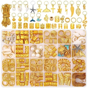 Bijoux de Cheveux Dreadlock Anneaux en Métal Alliage Manchettes Pendentifs Coquillage Étoile Serpent Papillon Perles Tresse Accessoires Cheveux Femmes Hommes