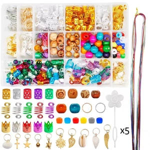 Accessoires Dreadlock Bohème Anneaux de Cheveux en Métal Alliage de Fer Avec Perles en Bois Et Pendentifs Coquille Feuille Étoile