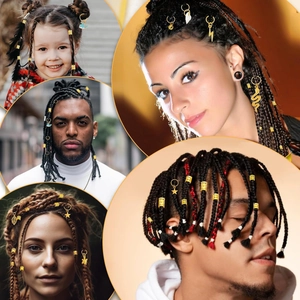 285pcs gold dreadlock accessories set with butterfly and leaf charms for DIY braided hair