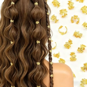 Alloy Flower Hollow Hair Braiding Rings Dreadlock Hair Clips For Women DIY Braids Decorations Accessories Gold Silver