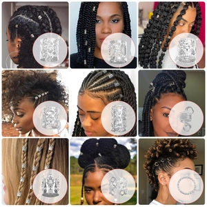 Vue détaillée en grille de bijoux de cheveux argentés pour tresses et dreadlocks stylées