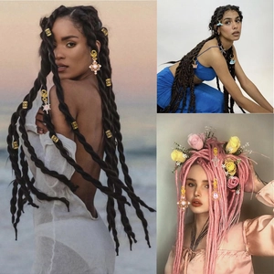 Set de 173 accessoires pour tresses avec pendentifs dorés et gemmes roses pour dreadlocks