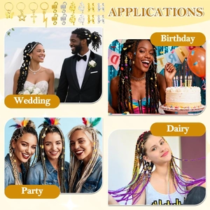 DIY dreadlock jewelry set with gold and silver charms for weddings and parties