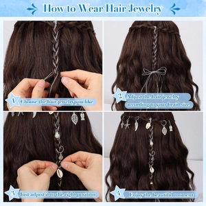 255PCS Dreadlock Hair Accessory Kit with Silver Cord and Sea Theme Charms for Braids