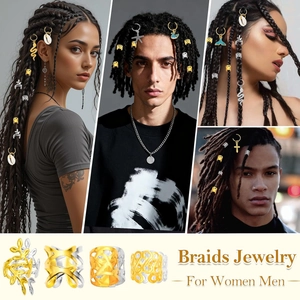305-piece DIY dreadlock jewelry set with starfish, sea shell, and snake charms in gold and silver