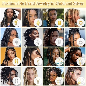 305-piece gold and silver braid jewelry set featuring various metallic charms and leaf pendants