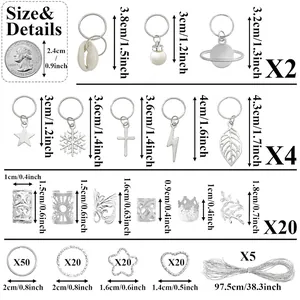Tableau des tailles détaillé pour 260 bijoux de tresse avec dimensions bagues et pendentifs