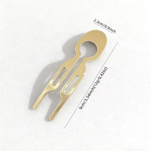 Minimalist gold metal U-shaped hair fork with 9cm length and 2.3cm width for women