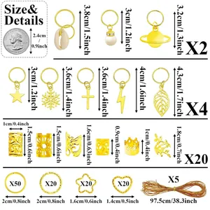 Guide des tailles pour 260 bijoux de tresses avec pendentifs coquillages et étoiles