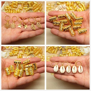102-piece gold braid jewelry set with shells and charms for bohemian hair styling