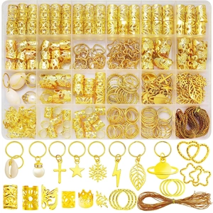 Ensemble Bijoux Cheveux Tressés Métal Clips Dreadlock Anneaux Pendentifs Coquillage Künstliche Perle Pour Hommes Femmes Punk Boho DIY