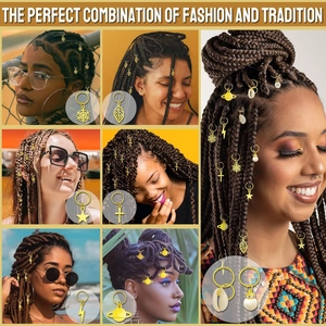 Lot de 260 bijoux de cheveux dorés avec pendentifs variés pour tresses et dreadlocks