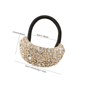 Elastico per capelli di lusso con strass su base a semicerchio dorata e corda