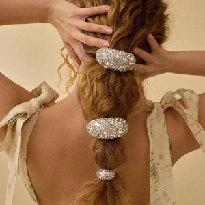 Lussuoso Elastico per Capelli in Lega Semicircolare con Strass Supporto per Coda di Cavallo ad Alta Elasticità per Donna Gioielli