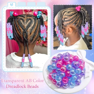 Détails des perles de dreadlocks AB transparentes colorées pour tresses et coiffures DIY