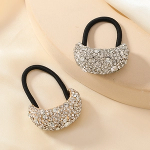 Set elastici per capelli con strass e basi a mezzaluna in lega color oro e argento