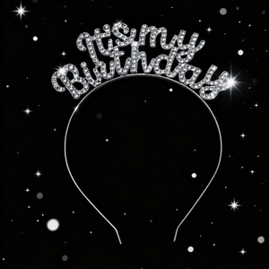 Glitzerndes Haarreif mit Strasssteinen 'It's my Birthday' für Mädchen-Geburtstagspartys