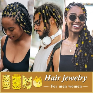 Lot de 260 bijoux de cheveux dorés pour tresses avec clips et breloques pour hommes et femmes