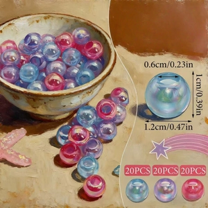 Lot de 60 perles de cheveux aurora colorées pour accessoires DIY pêche et bleu mer