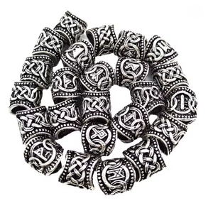 Viking Rune Beads For Beard And Hair Norse Celtic Knot Metal Spacer Beads DIY Vintage Jewelry Making Charms Men Women
