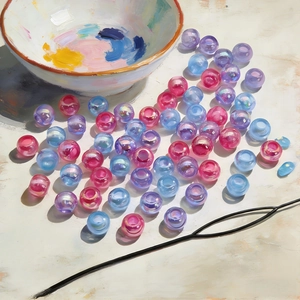 Lot de 60 perles irisées colorées pour tresses africaines et créations de bijoux DIY