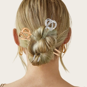Minimalist Alloy Knot Hair Stick For Women Elegant U-Shaped Hairpin Electroplated Metallic Bun Holder Styling Hair Accessories