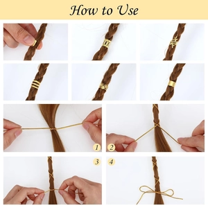 52-piece golden dreadlock hair jewelry set with hollow rings and cuffs for DIY braiding