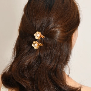 Lot de barrettes à fleurs vintage avec perles dorées pour coiffures élégantes