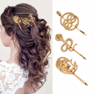 Vintage Gold Alloy Snake Hair Clip Medusa Head Cobra Infinity Shape Bobby Pin Personalized Metal Hair Accessories For Women Party