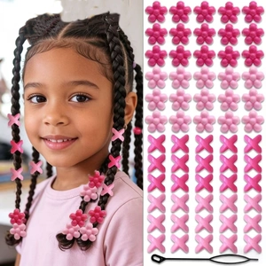 Acrylic African Hair Beads For Kids Braids Dreadlocks Accessories With Styling Tool Flower X Shaped Hair Clips For Girls