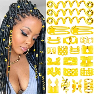 Alloy Dreadlocks Hair Jewelry Gold Silver Braiding Accessories Hair Rings Charms For Women Men DIY Styling Hair Clips