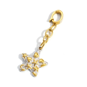 Macro detail of starfish charm with gold and silver two-tone metallic star embossing