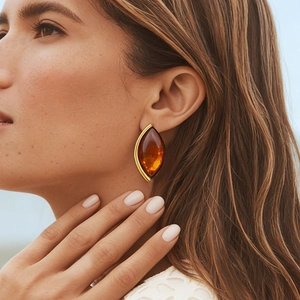18K Vergoldete Edelstahl Marquise Harz Ohrstecker Vintage Wassertropfen Form Wasserdichter Schmuck Für Damen