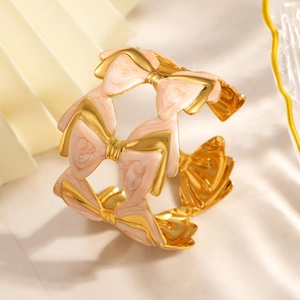 Bracelet nœud élégant plaqué or 18 carats avec motif marbre rose pour femme